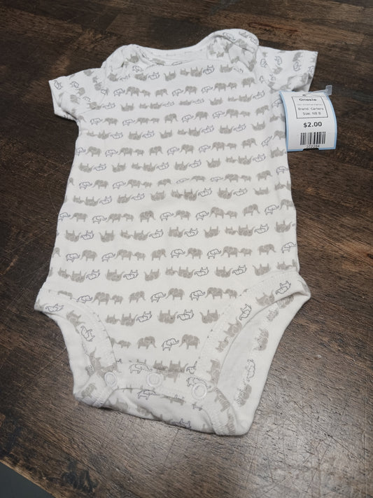 White/Grey Elephant Carters Onesie, NB B