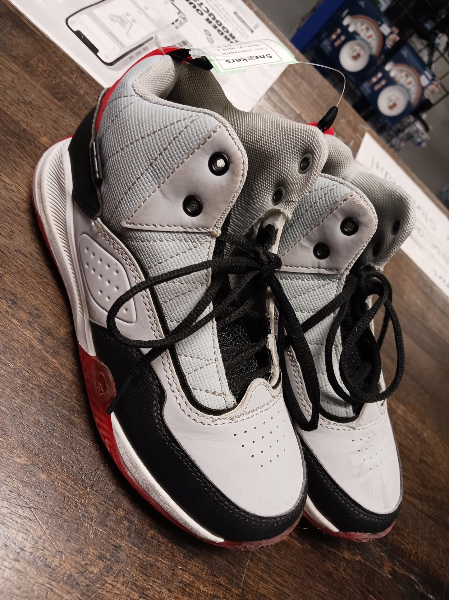 Grey/Red/Black And 1 Sneakers, 4Y B