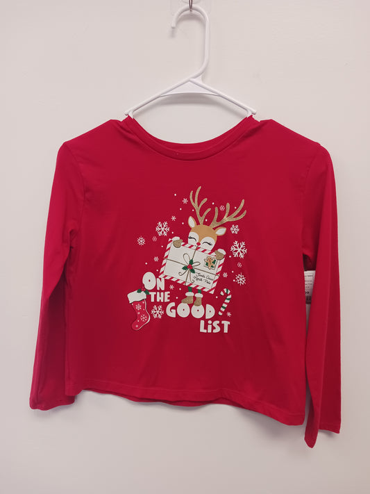 Red Christmas Holiday Time Lognsleeve Shirt, 10 G