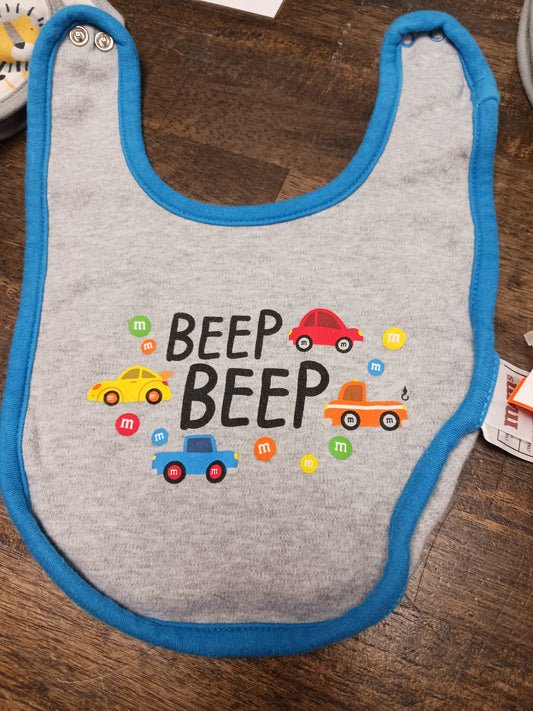grey/blue M & M's M M Bib