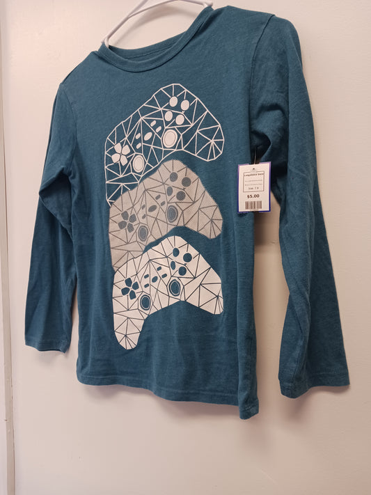 Blue/White Game Controller Childrens Place Longsleeve Shirt, 7 B