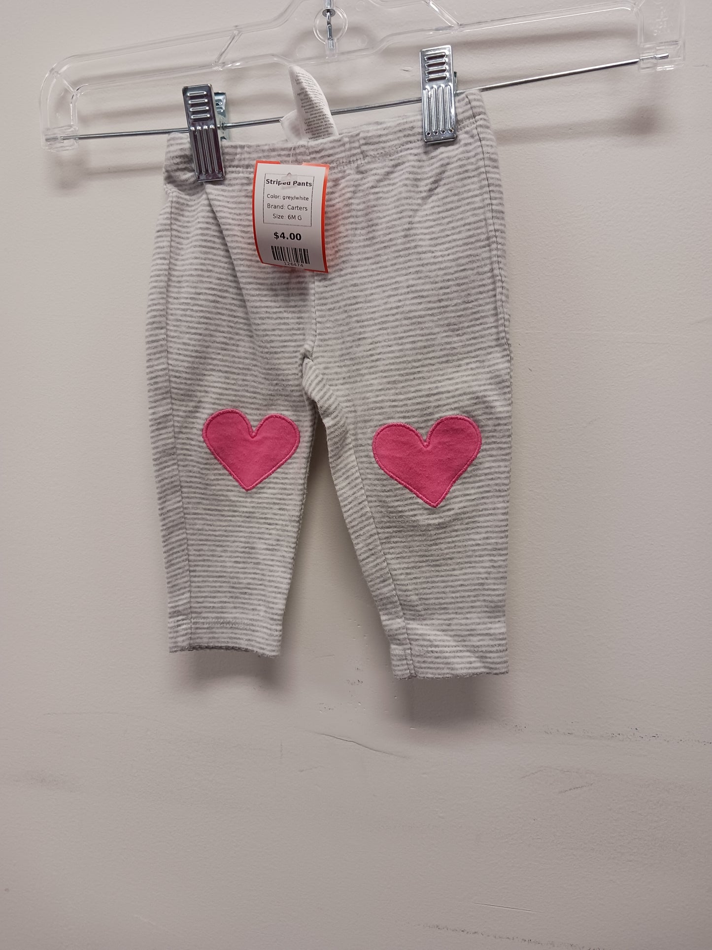 grey/white Carters Striped Pants, 6M G