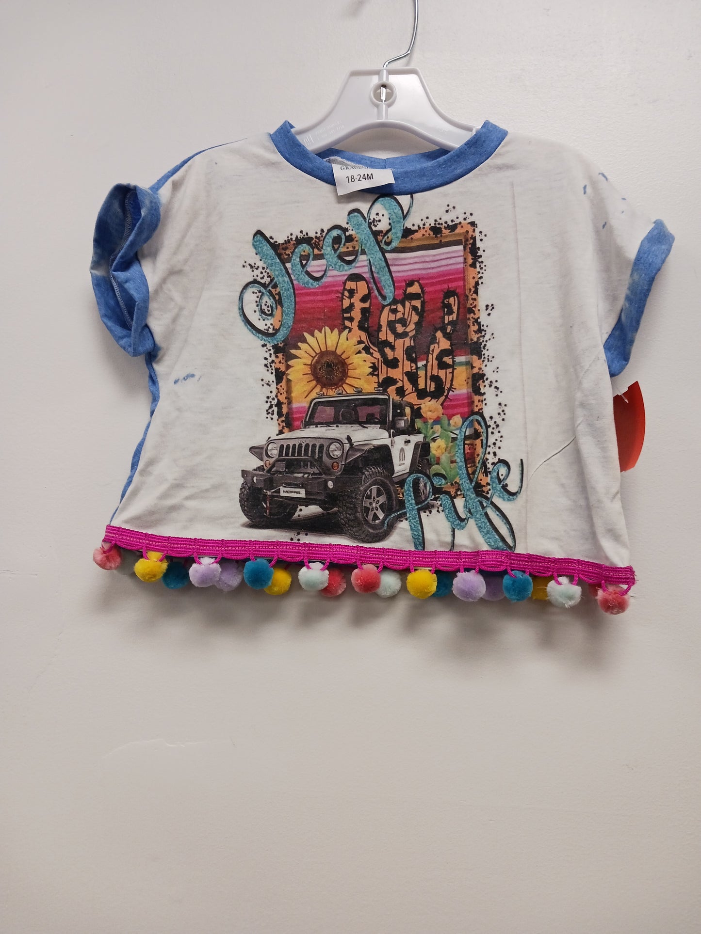 white/blue Boutique Crop Top, 18M G