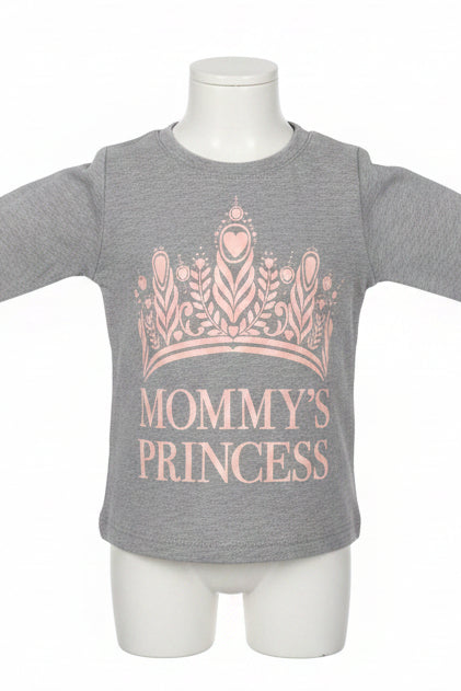 Grey/Pink Mommy's Princess Childrens Place Longsleeve Shirt, 12M G