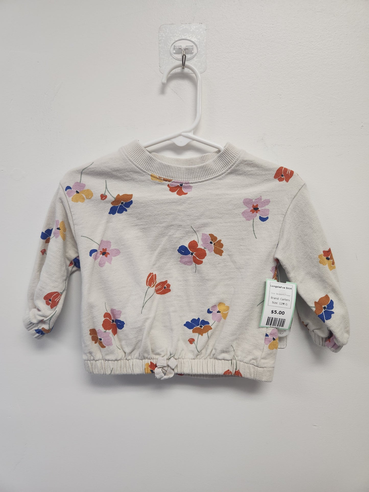 Tan/Colorful Flower Carters Longsleeve Shirt, 12M G