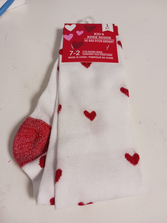 white/red  Heart Socks 7-2, 7-2