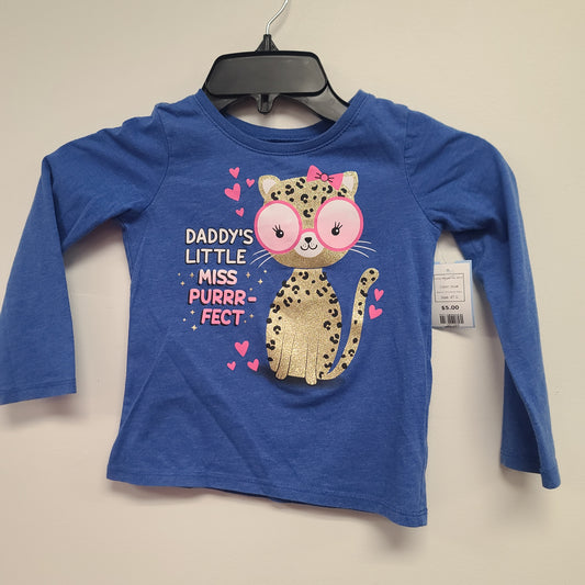 blue Childrens Place Long Sleeve Cat Shirt, 4T G