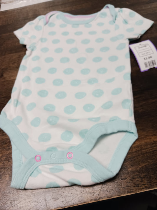 White/Blue Polka Dot Cloud Island Onesie, 6M G