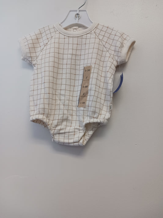 beige Easy Peasy Checked Onesie 0/3m, NB B