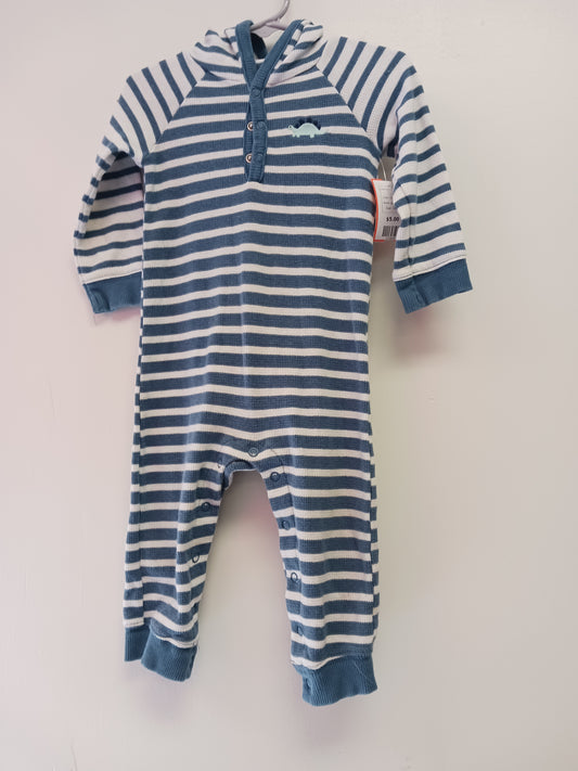 blue/white just one you Hooded Long Sleeve One Piece, 18M B