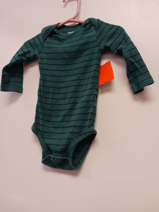 green/navy Carters Long Sleeve Stripe Onesie, 6M B