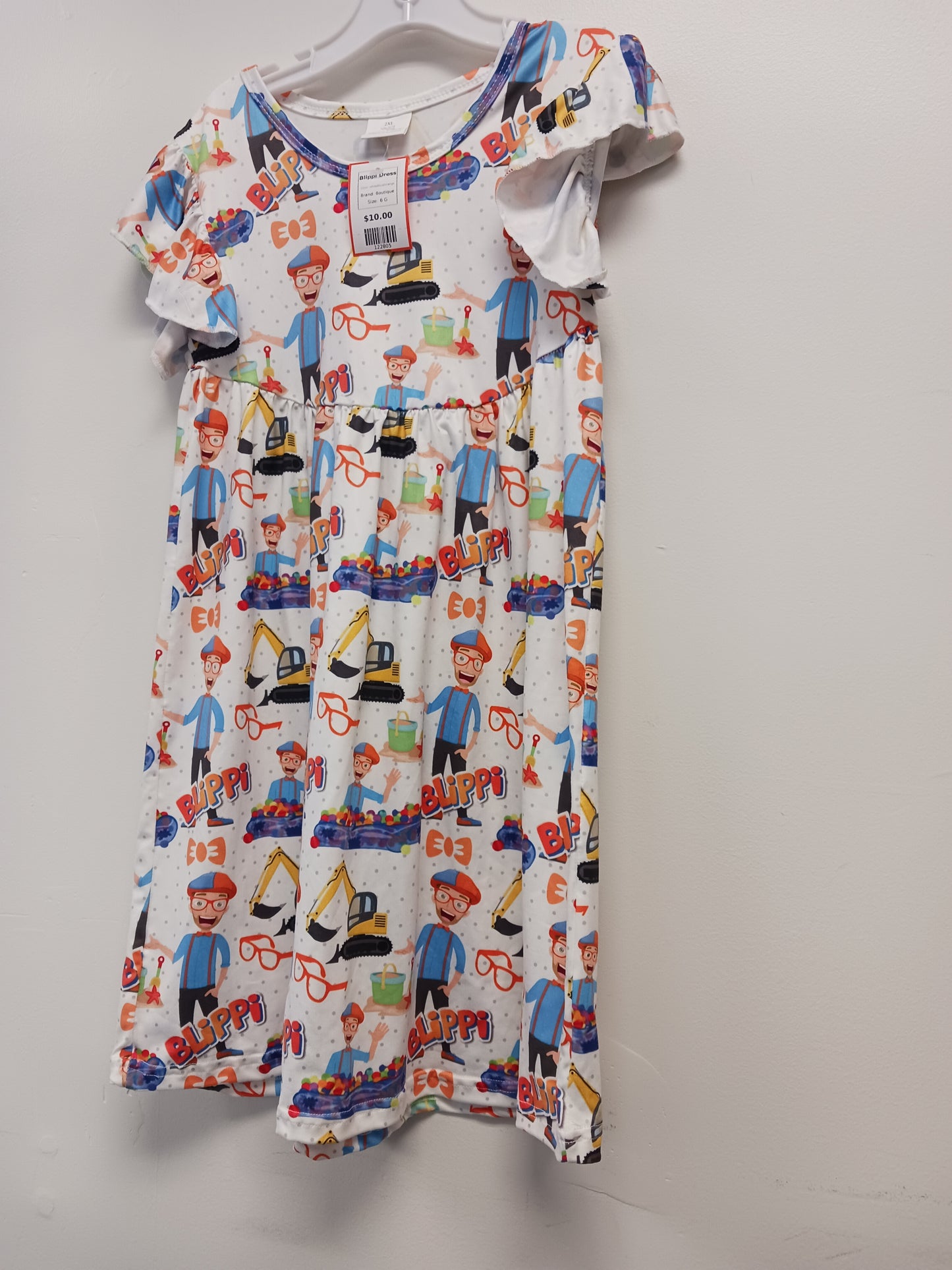 white/blue/orange Boutique Blippi Dress, 6 G