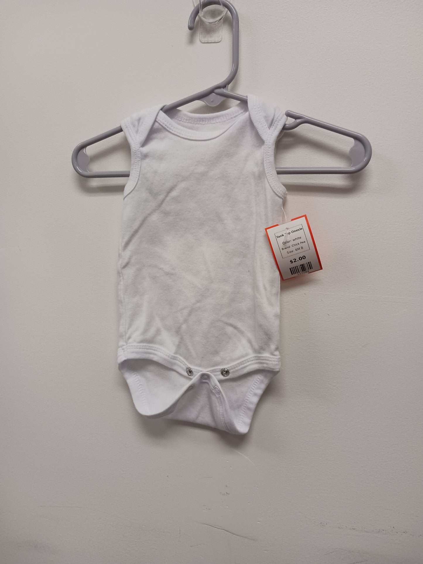 white Chick Pea Tank Top Onesie, 6M B