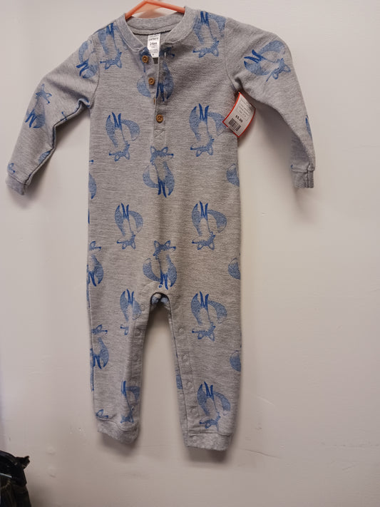 grey/blue Carters One Piece Fox Romper, 2T B