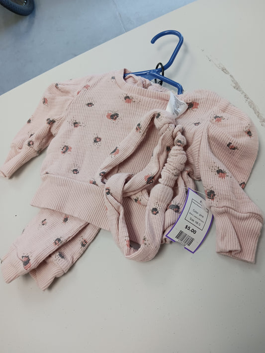 pink Jessica Simpson 3 Piece Flowered Outfit 0-3m, NB G