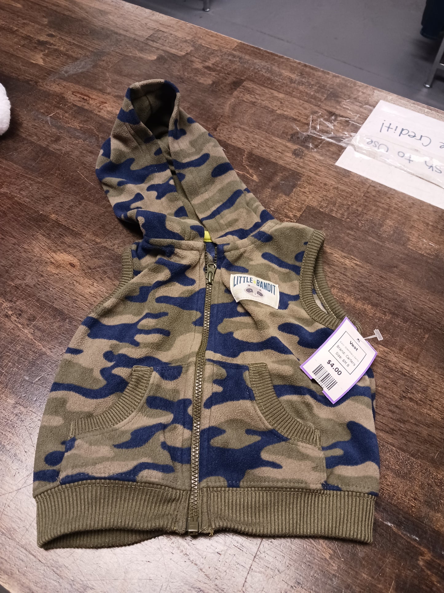 Green/Navy Camo Carters Vest, 6M B