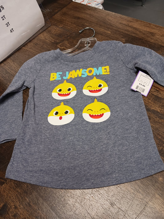 Grey Baby Shark Jumping Bean Longsleeve Shirt, 18M B