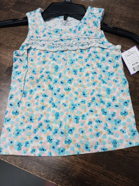 White/Blue Flower Faded Glory Tank Top, 4T G