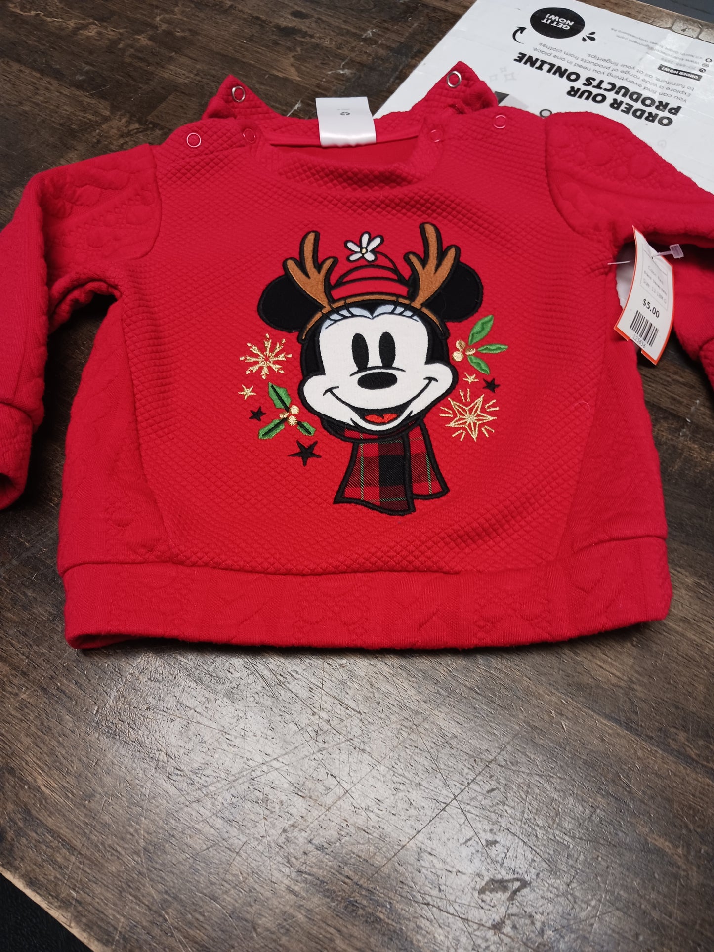Red Disney Baby Long Sleeve Minni Mouse Shirt, 12-18M G
