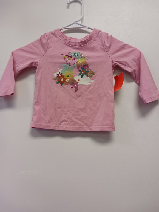 Pink Cat & Jack Long Sleeve Unicorn Tshirt, 18M G