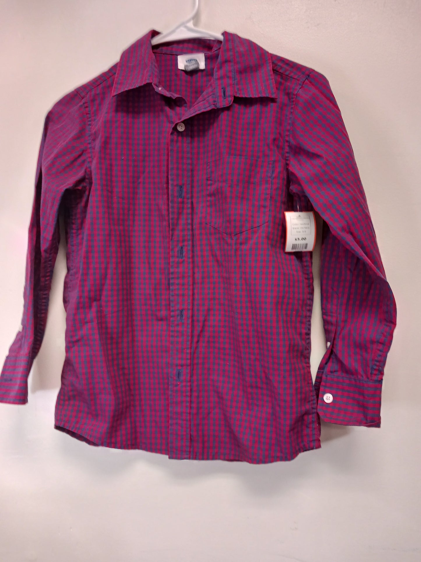 red/blue Old Navy Long Sleeve Checked Shirt, 8 B