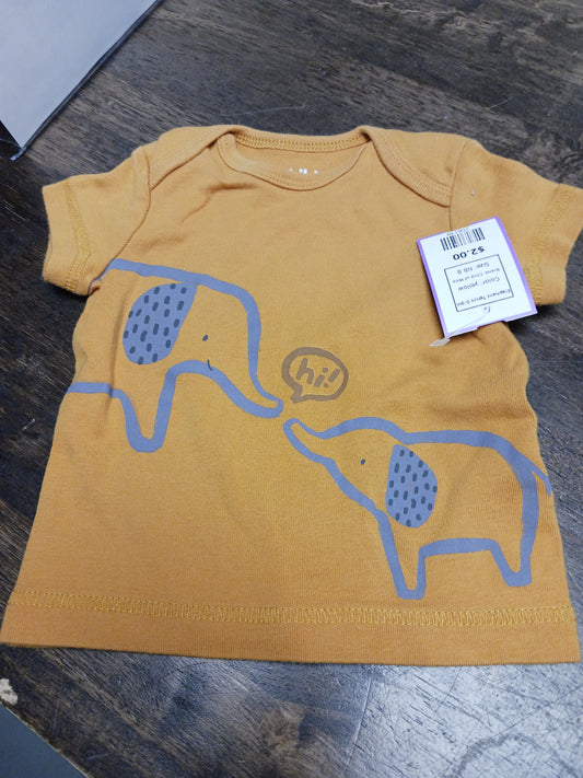 yellow Child of Mine Elephant Tshirt 0-3m, NB B