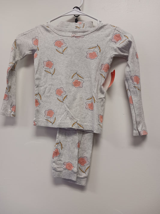 Grey Little Planet 2 Piece Flower PJS, 5T G