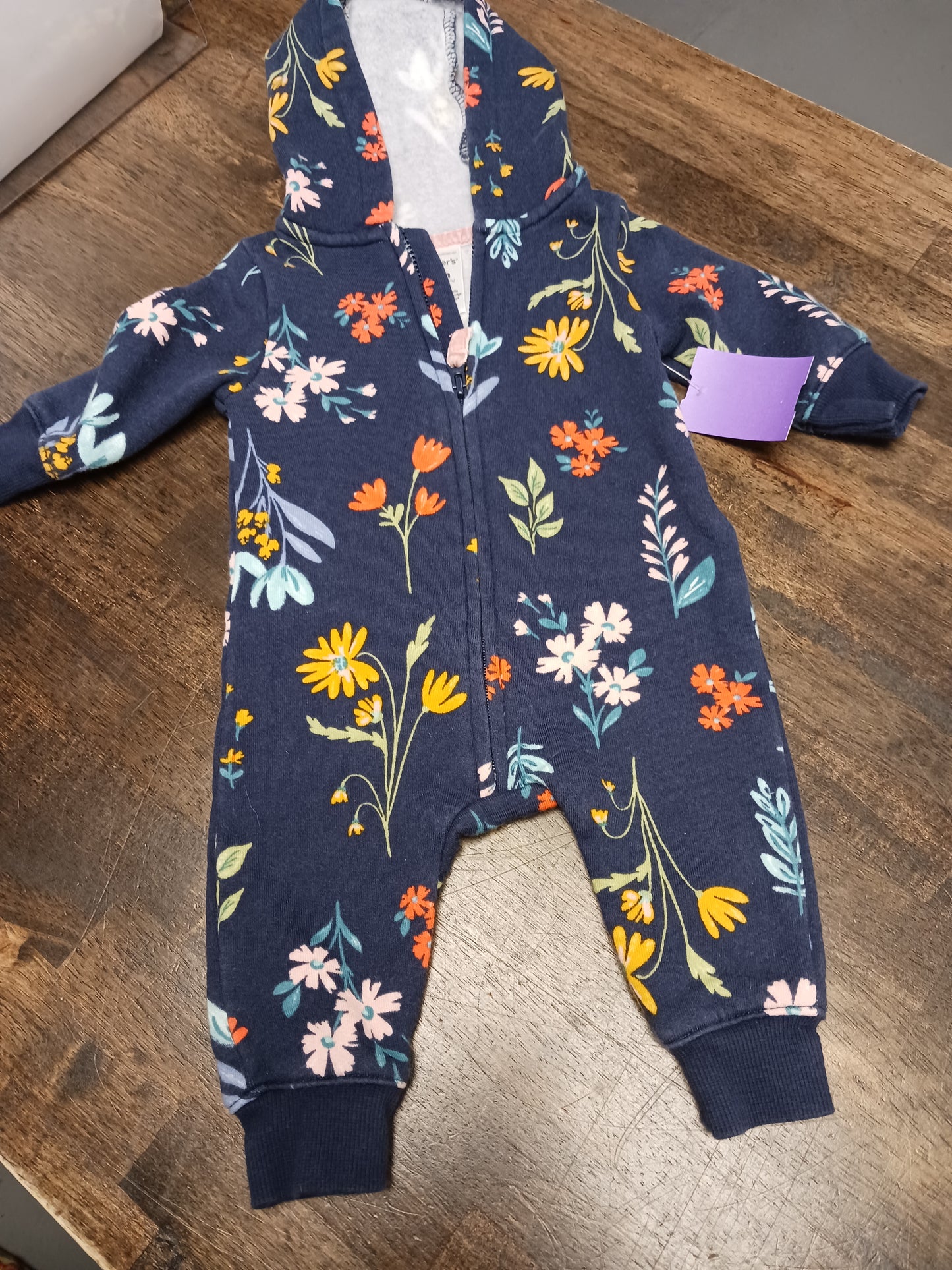 Navy Flower Carters Pant One Piece, 3M G