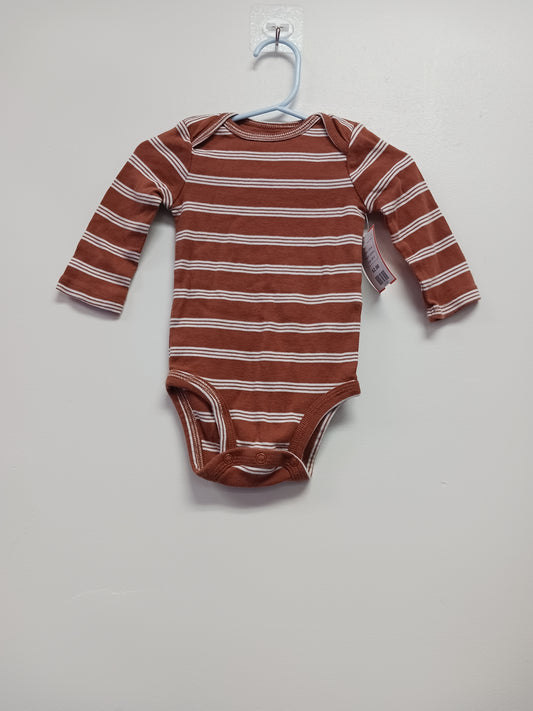 Brown Carters Long Sleeve Striped Onesie, 6M B