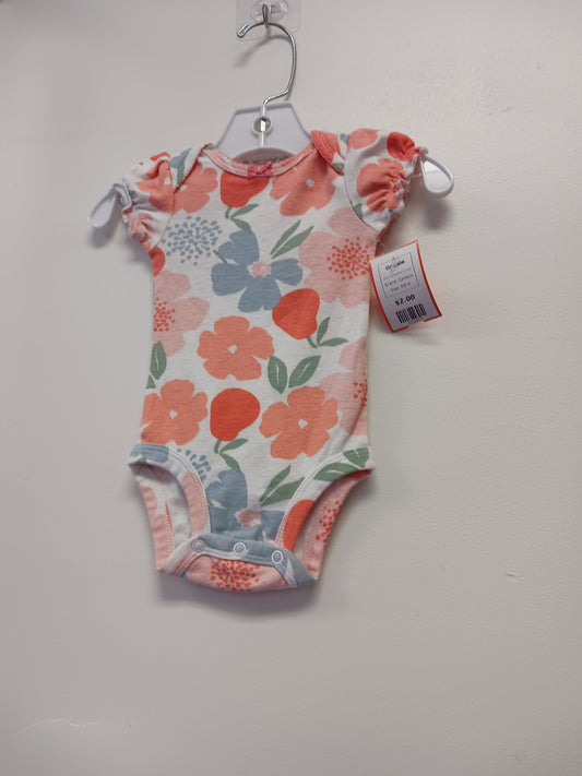 White/Pink Flower Carters Onesie, NB G