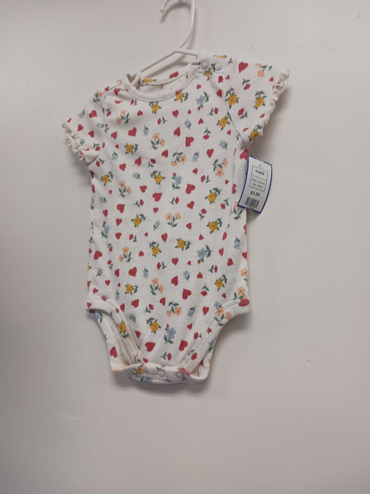 White/Colorful Flower/Heart Garanimals Onesie, 12M G