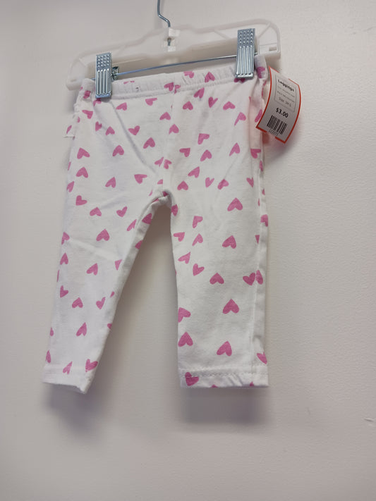 White/Pink Heart Baby Essentials Leggings, 3M G