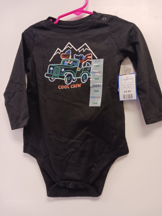 Black Cool Crew Garanimals Longsleeve Onesie, 18M B