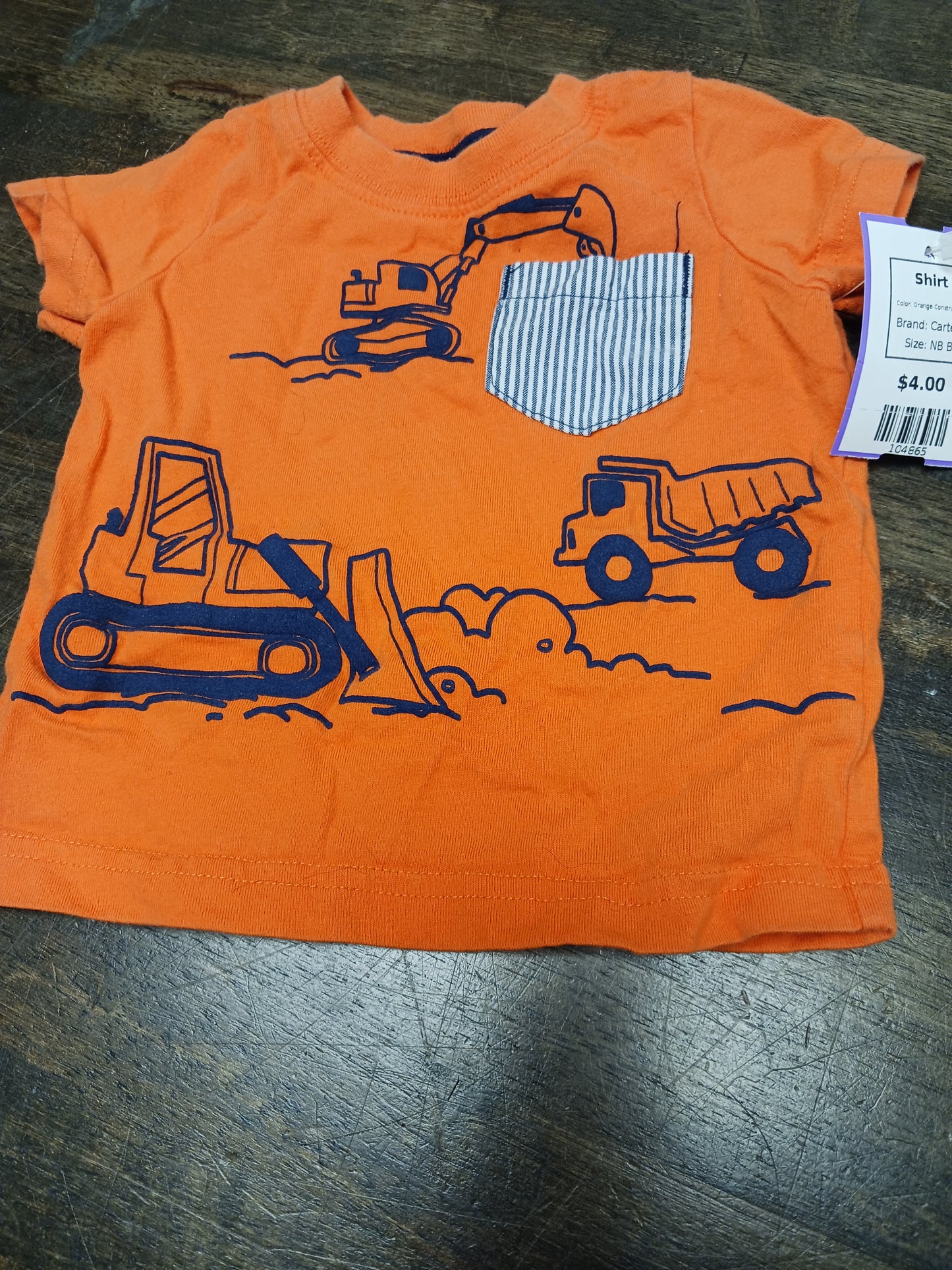 Orange Construction Carters Shirt, NB B