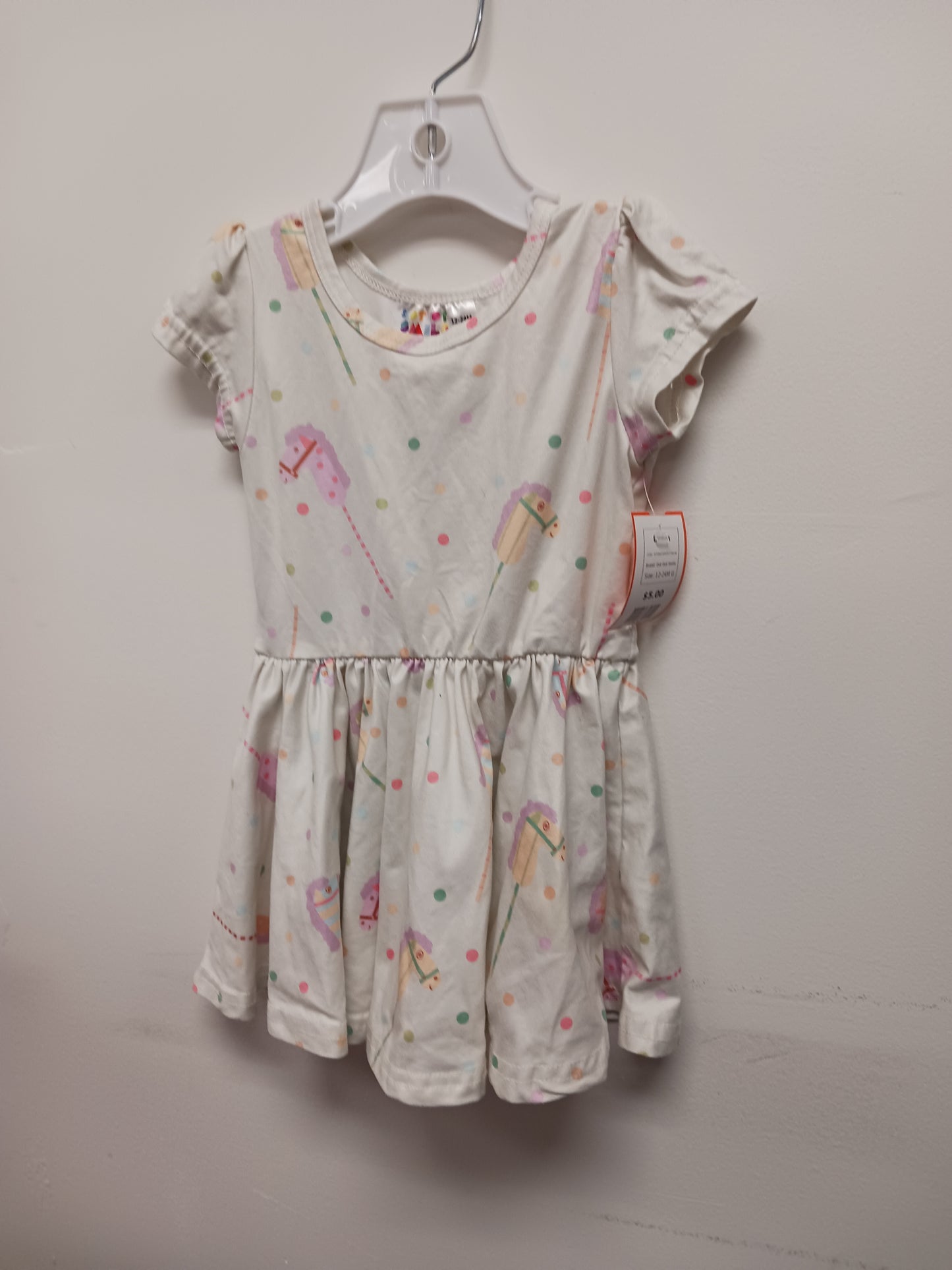 White/Colorful Horse Dot Dot Smile Dress, 12-24M G