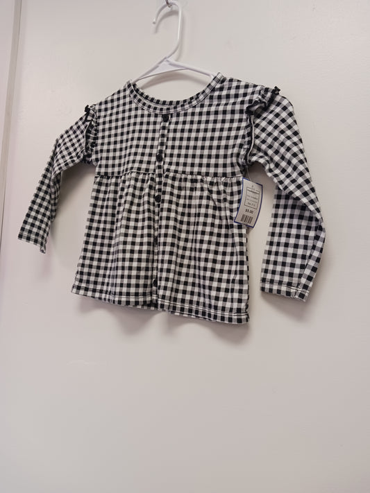 White/Black Childrens Place Longsleeve Shirt, 2T G
