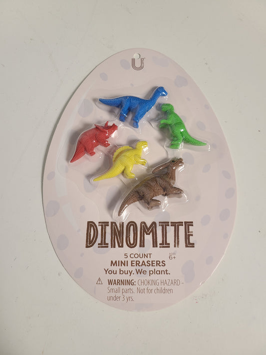 Colorful U Style Mini Dino Erasers