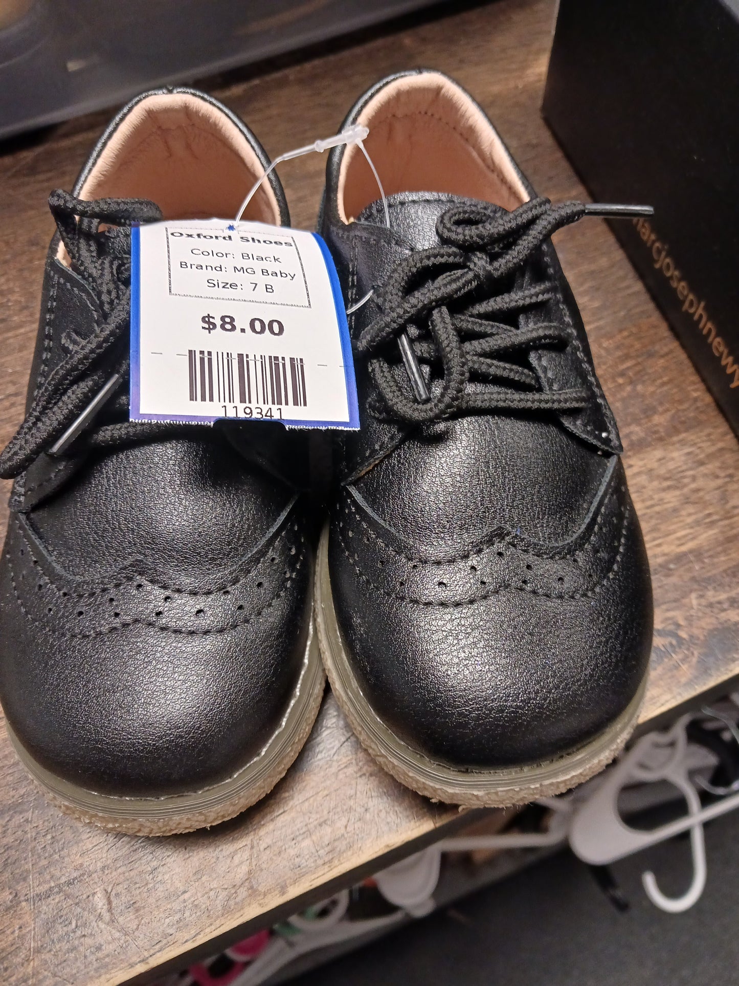 Black MG Baby Oxford Shoes, 7 B