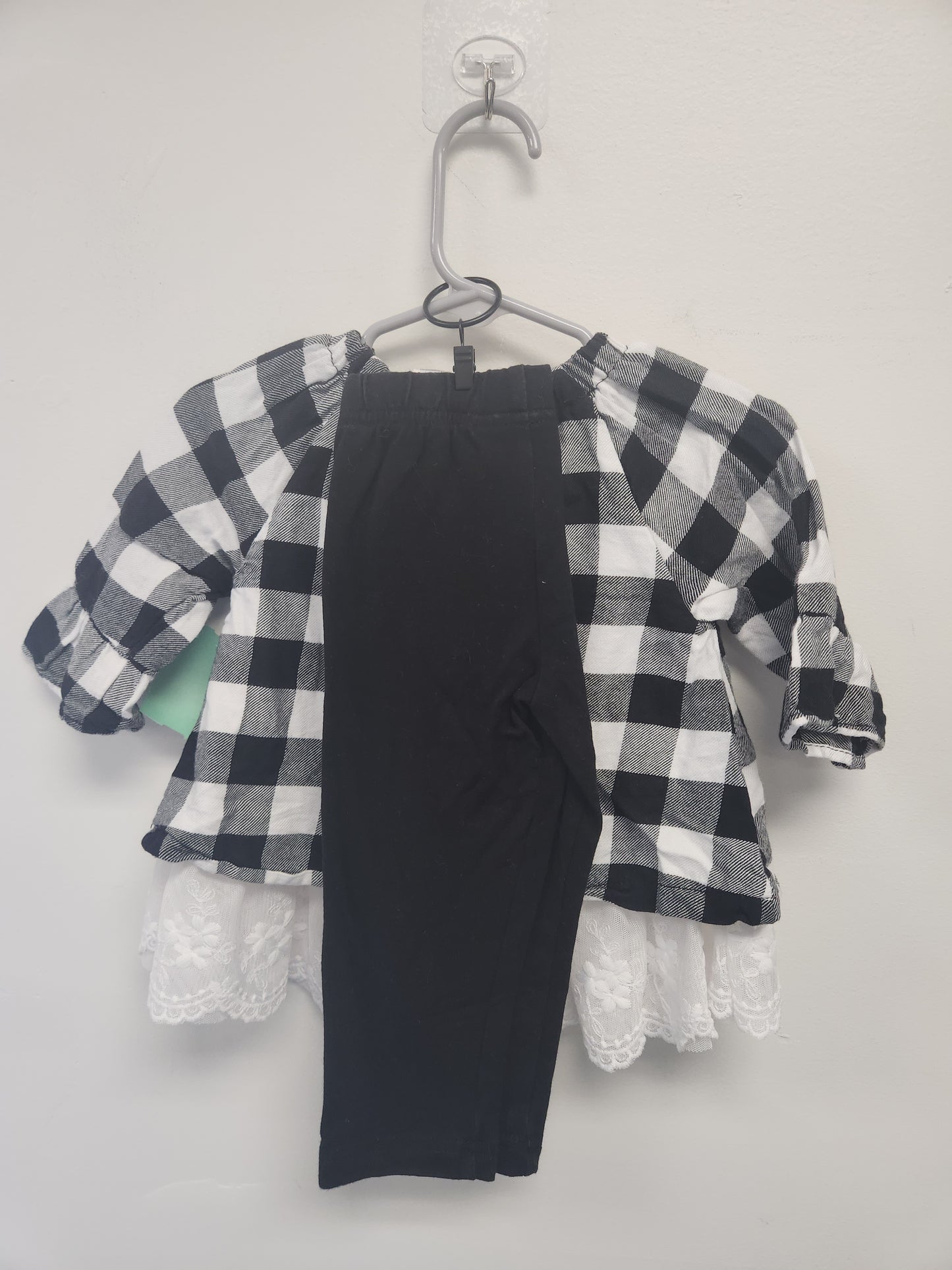 Black/White Plaid Rare Editions Outfit, 12M G