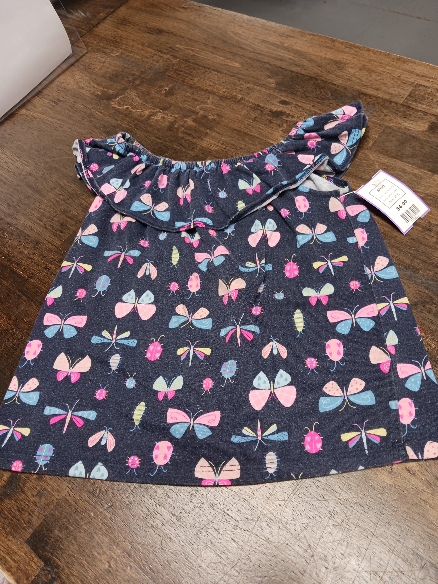 Navy Butterfly Jumping Bean Shirt, 4T G