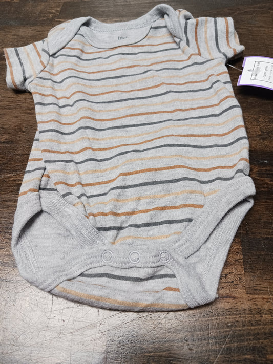 grey Little & Loved Striped Onesie 0-3m, NB B