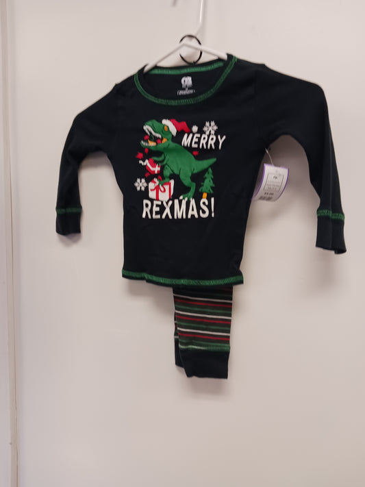 Black/Red/Green Christmas Dino Only Boys Pjs, 3T B