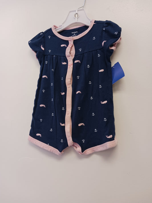 Navy/Pink Anchor/Whale Carters Short One Piece, 9M G