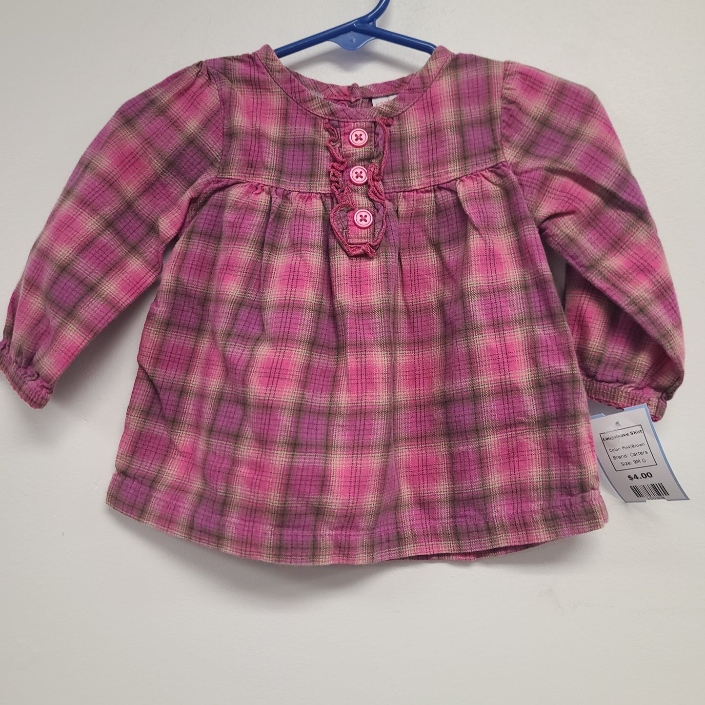 Pink/Brown Carters Longsleeve Shirt, 9M G