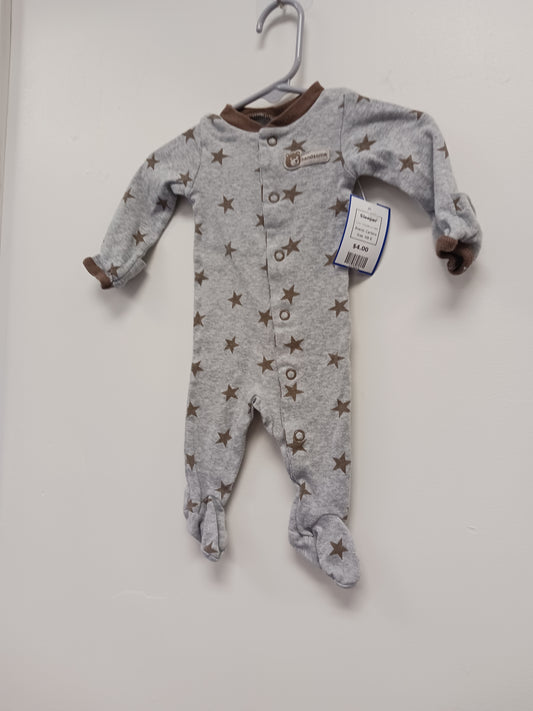 Grey/Brown Star Carters Sleeper, NB B