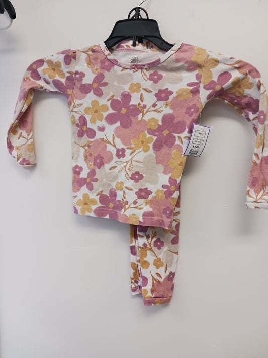White/Pink/Yellow Flower Carters Pjs, 4T G