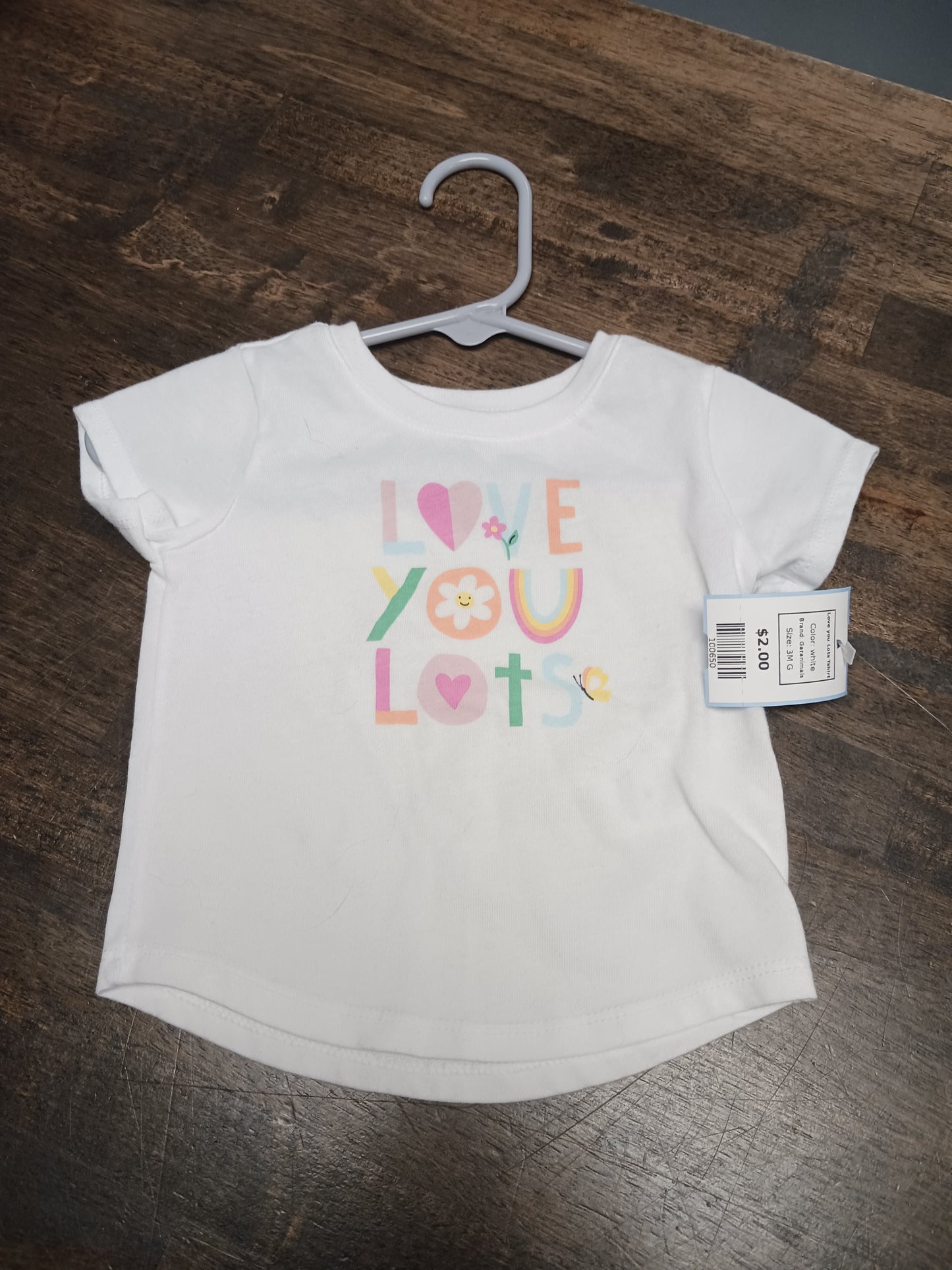 white Garanimals Love you Lots Tshirt, 3M G