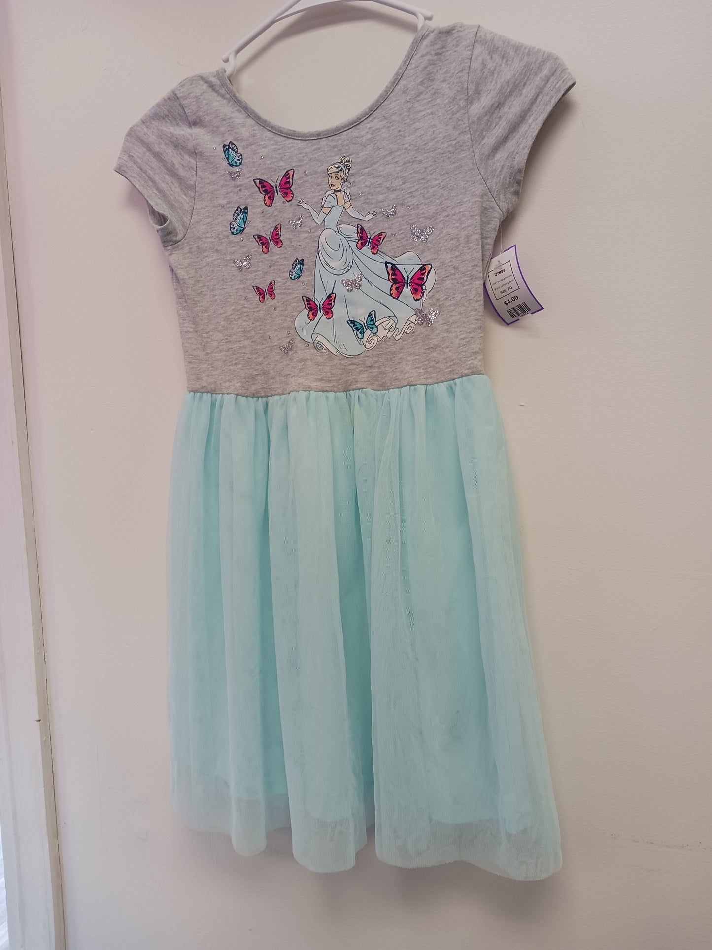Grey/Blue Princess Jumping Bean Dress, 7 G