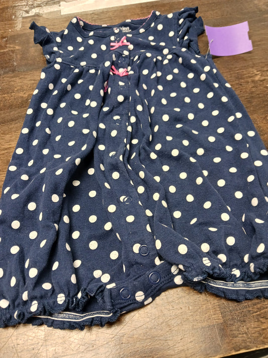 Navy/White Polka Dot Carters Short One Piece, 12M G