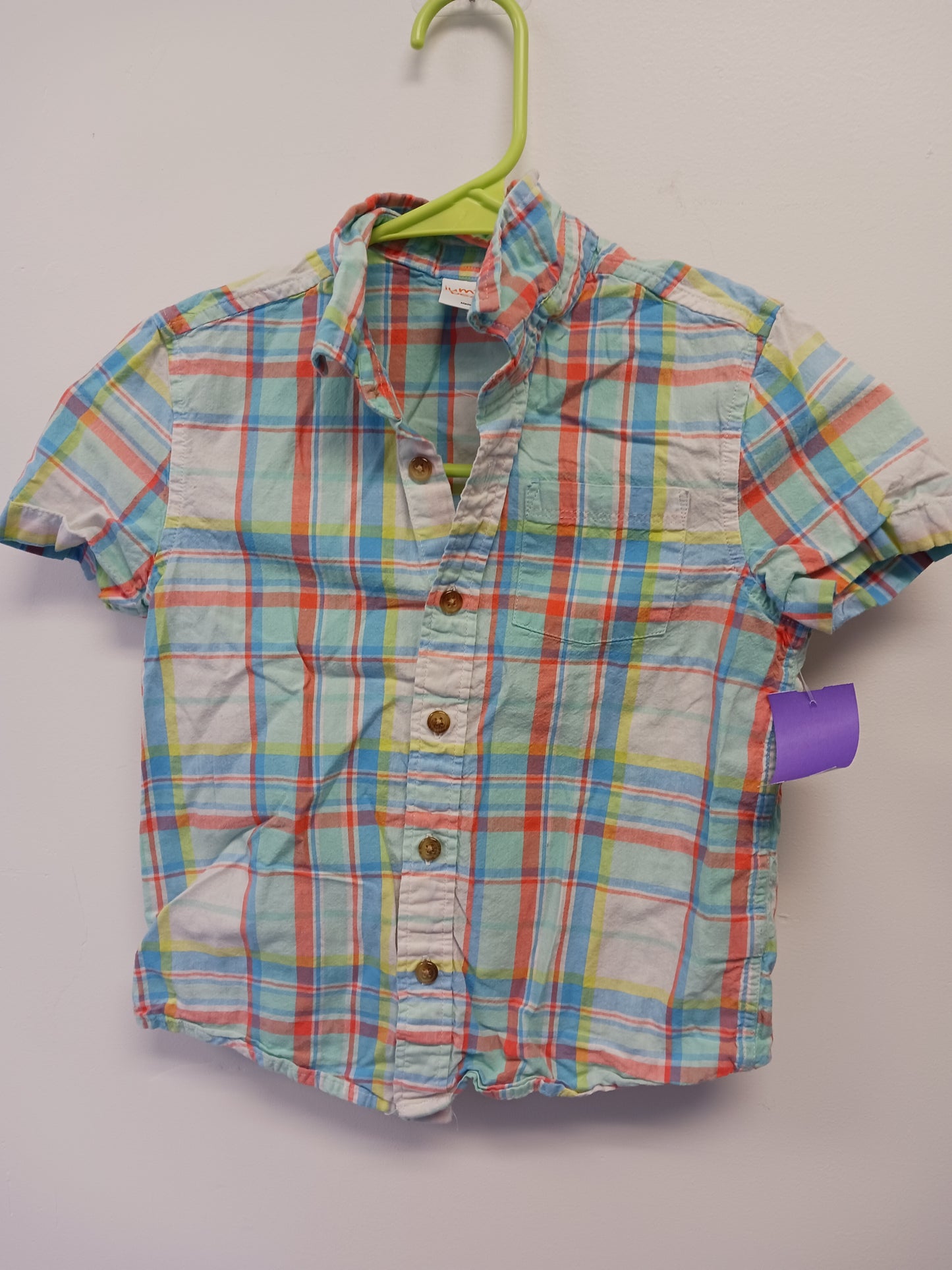 Blue/Red/Yellow/White Plaid Jumping Bean Button Up, 5T B